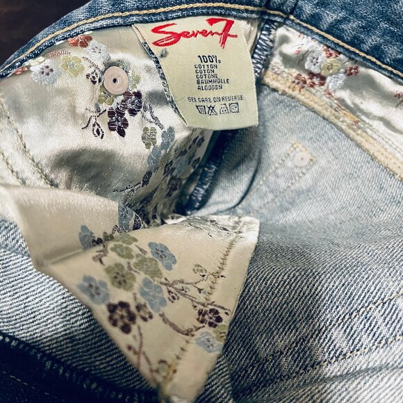 NEW VTG Seven 7 Blue Label Flare Jeans Denim Y2K Mid Rise 31 100% Cotton 34" - Picture 5 of 6